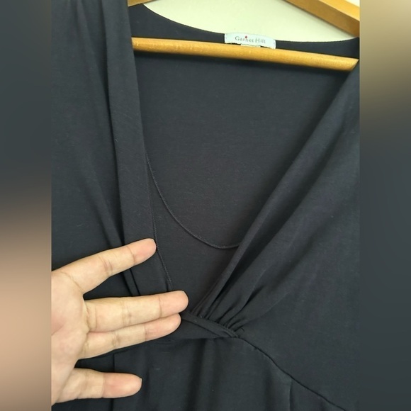 Garnet hill Stretchy Long Sleeve Black fit flare Midi Dress Size S - Picture 3 of 7